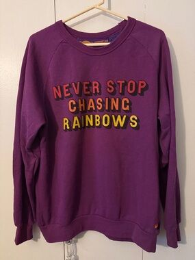 Aviator Nation Purple crew neck sweatshirt with Yellow & Orange Graphics!